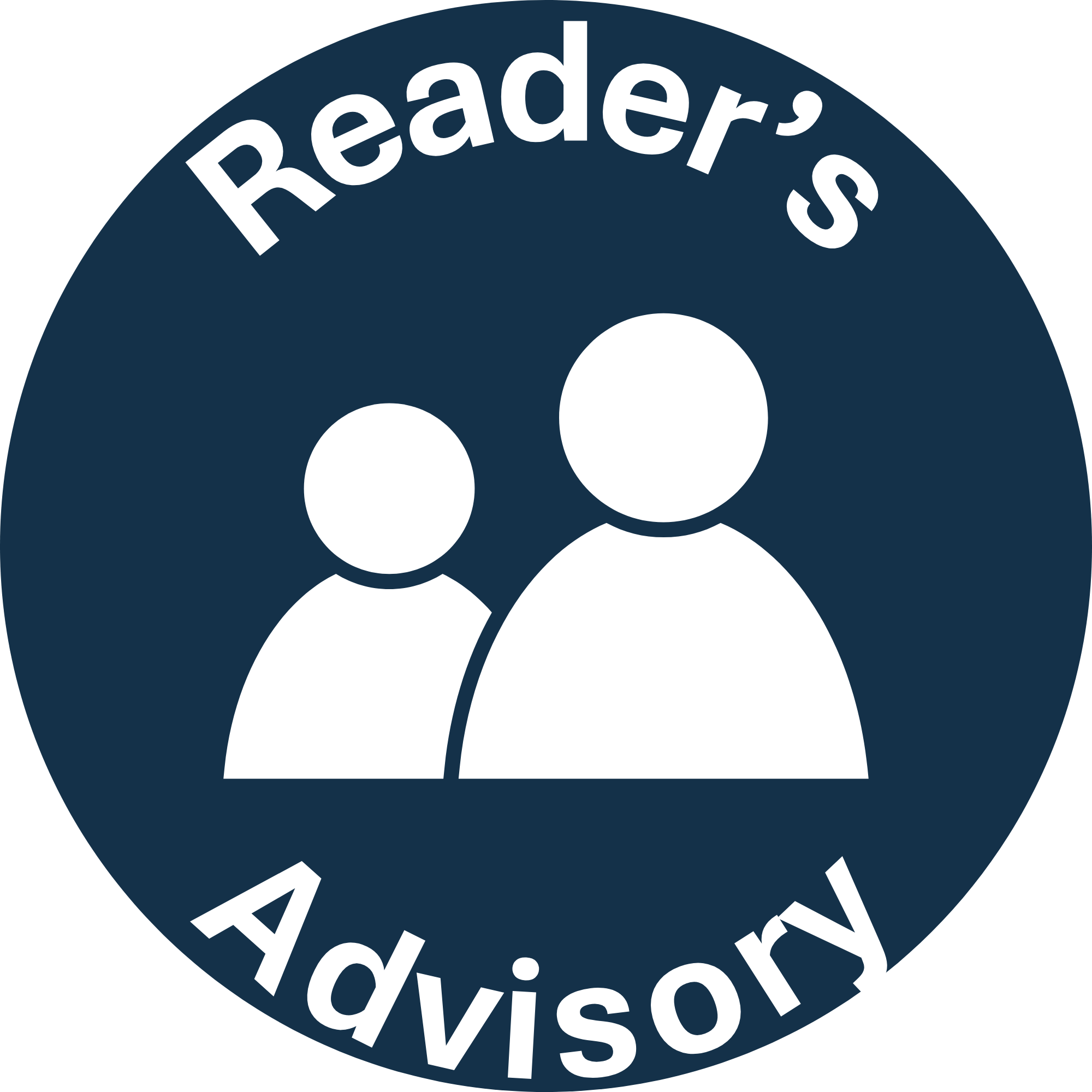 graphic of 2 people with the words "reader's advisory" on it